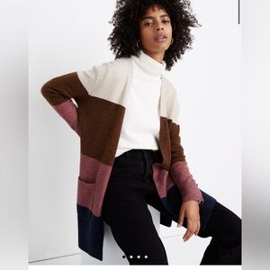 Madewell Kent Striped Cardigan Sweater in Coziest Yarn / Colorblock Open Front
